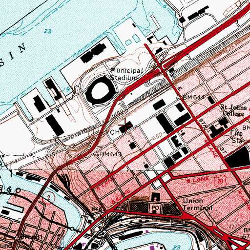 Topographic Map of Cleveland Municipal Court, OH