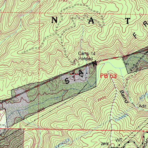 Topographic Map of Road Camp Number Seven, CA