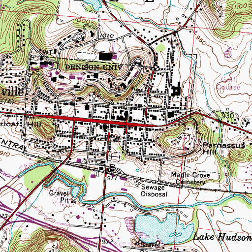 Topographic Map of Granville Police Department, OH