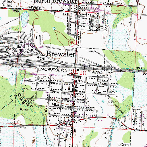 Topographic Map of Brewster Village Police, OH