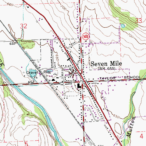 Topographic Map of Seven Mile Village Police Department, OH