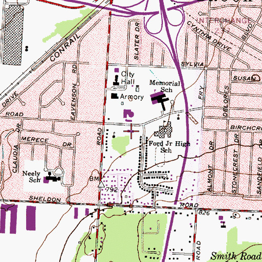 Topographic Map of Brook Park Police Department, OH