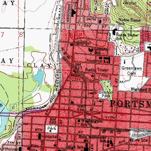Topographic Map of Scioto County Sheriff's Office, OH