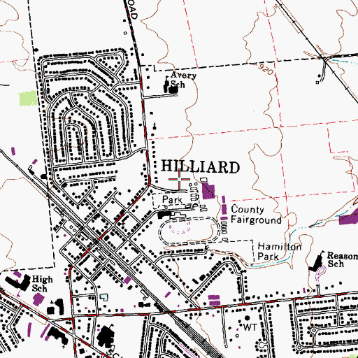 Topographic Map of Hilliard Police Department, OH