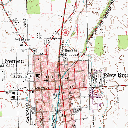 Topographic Map of New Bremen Police Department, OH