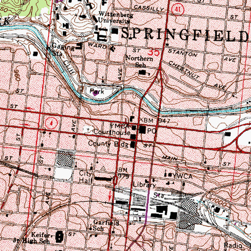 Topographic Map of Springfield Police Department, OH