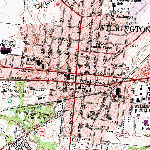 Topographic Map of Wilmington Police Department, OH
