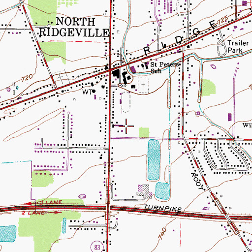 Topographic Map of North Ridgeville Police Department, OH