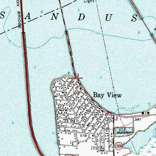 Topographic Map of Bay View Village Police Department, OH