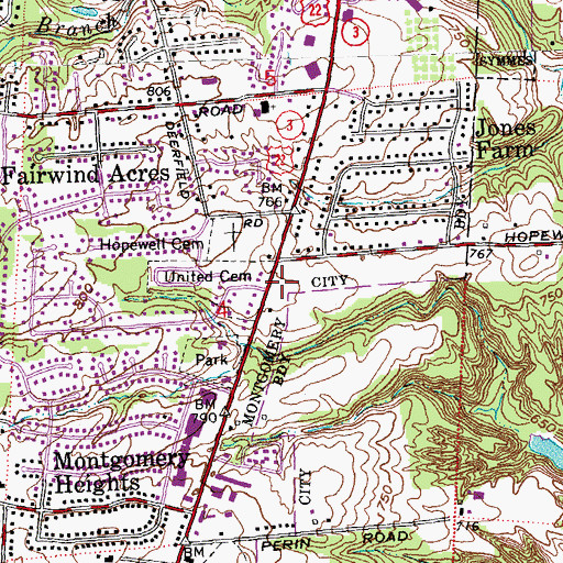 Topographic Map of Montgomery Police Department, OH
