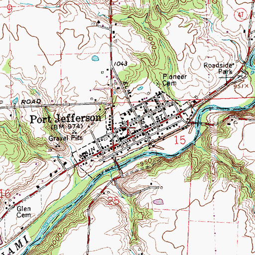 Topographic Map of Port Jefferson Police Department, OH