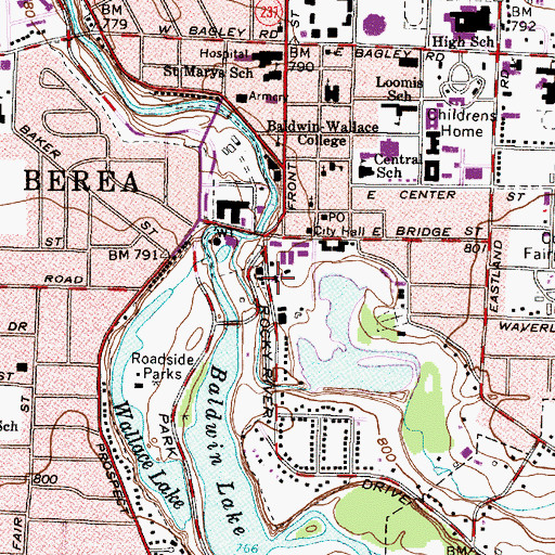 Topographic Map of Berea Police Department, OH