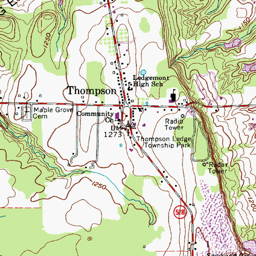 Topographic Map of Thompson Police Department, OH