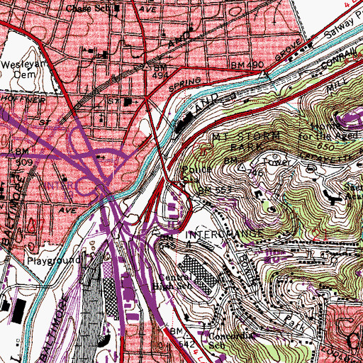 Topographic Map of Cincinnati Police Department District 5, OH