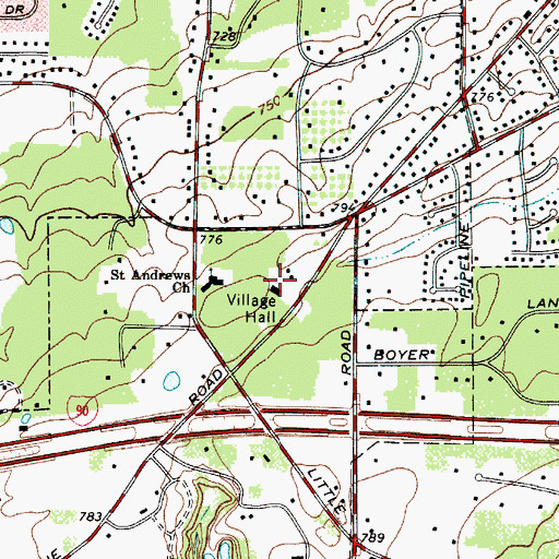 Topographic Map of Kirtland Hills Police Department, OH