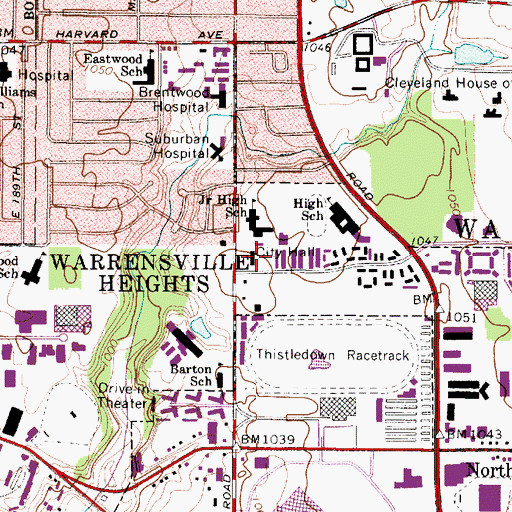 Topographic Map of Warrensville Heights Police Department, OH