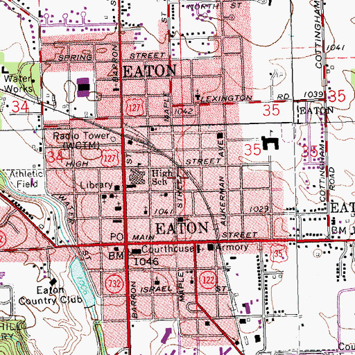 Topographic Map of Eaton Police Department, OH