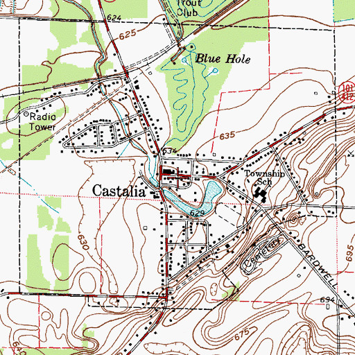 Topographic Map of Castalia Village Police Department, OH