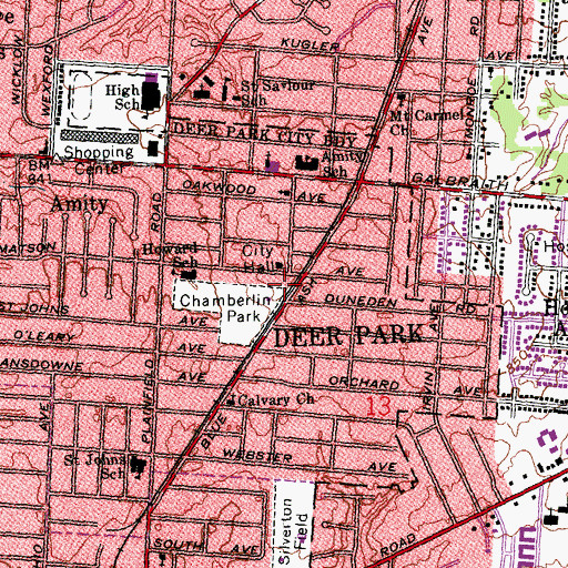 Topographic Map of Deer Park Police Department, OH