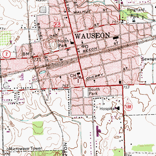 Topographic Map of Fulton County Sheriff's Office, OH