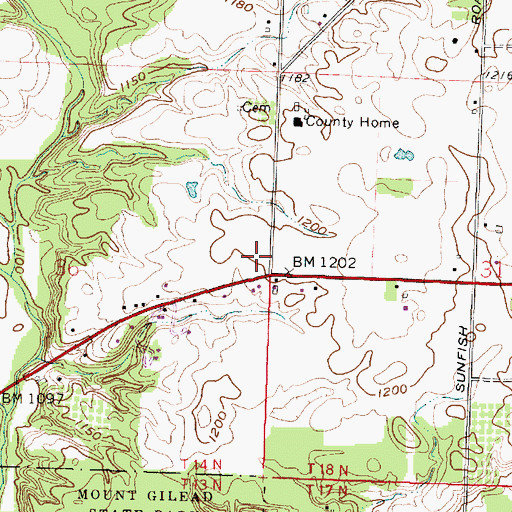 Topographic Map of Morrow County Sheriff's Office, OH