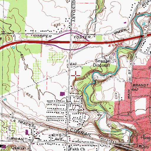 Topographic Map of Amherst Police Department, OH