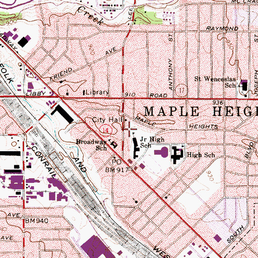 Topographic Map of Maple Heights Police Department, OH