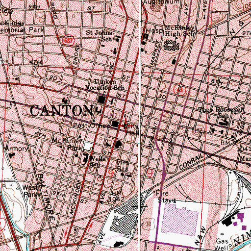 Topographic Map of Canton Municipal Court, OH