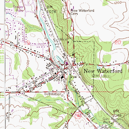 Topographic Map of New Waterford Police Department, OH