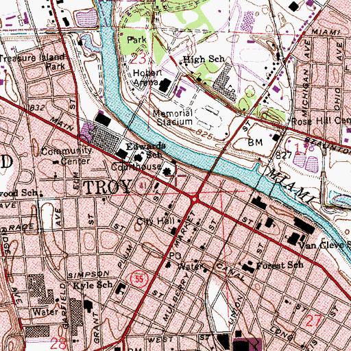 Topographic Map of Miami County Sheriff's Office, OH