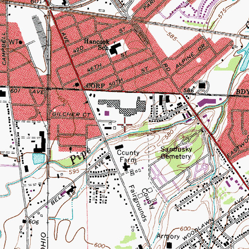 Topographic Map of Perkins Township Police Department, OH