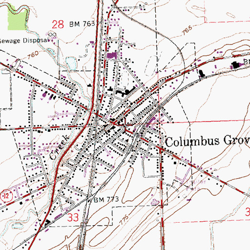 Topographic Map of Columbus Grove Police Department, OH