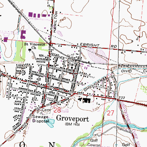Topographic Map of Groveport Police Department, OH