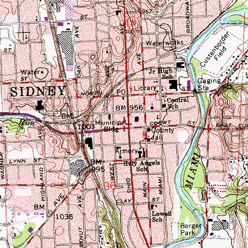 Topographic Map of Sidney City Municipal Court, OH