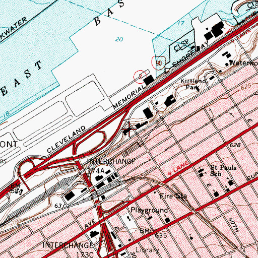 Topographic Map of Cleveland Police Department - Mounted Unit, OH