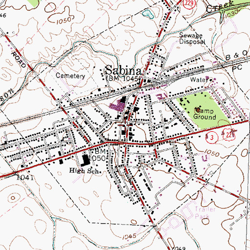 Topographic Map of Sabina Police Department, OH