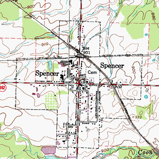 Topographic Map of Spencer Police Department, OH