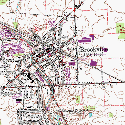 Topographic Map of Brookville Police Department, OH