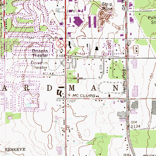 Topographic Map of Boardman Township Police Department, OH