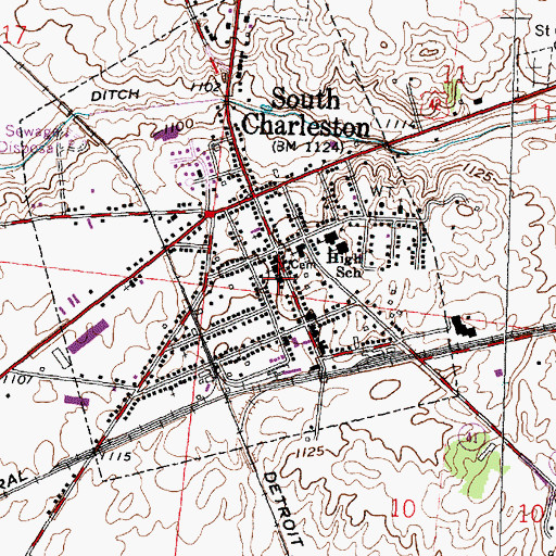 Topographic Map of South Charleston Police Department, OH