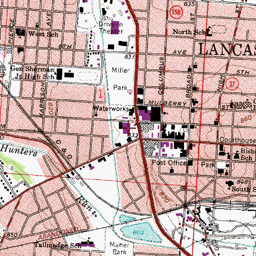 Topographic Map of Fairfield County Sheriff's Office, OH