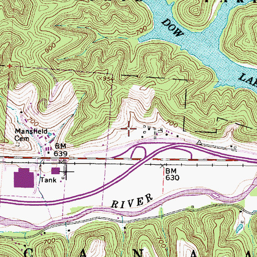 Topographic Map of Ohio State Highway Patrol - Athens Patrol Post, OH