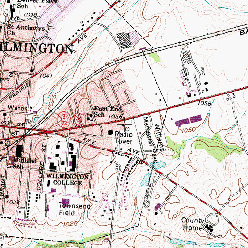 Topographic Map of Ohio State Highway Patrol - Wilmington Patrol Post, OH