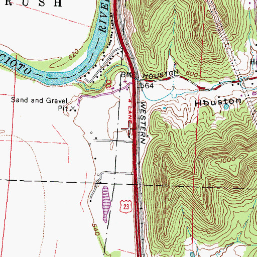 Topographic Map of Ohio State Highway Patrol - Portsmouth Patrol Post, OH