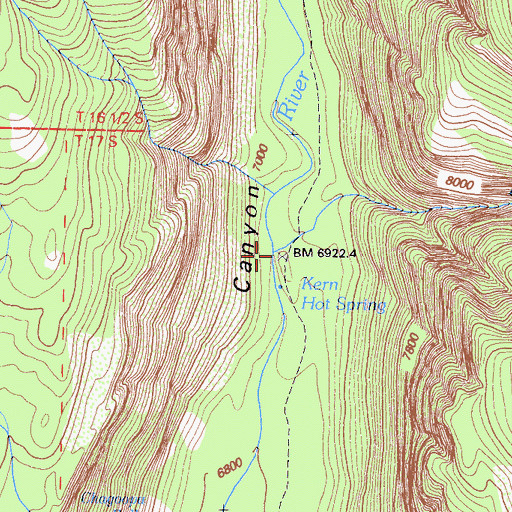 Topographic Map of Rock Creek, CA