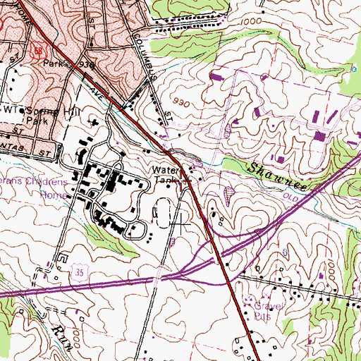 Topographic Map of Ohio State Highway Patrol - Xenia Patrol Post, OH