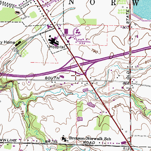 Topographic Map of Ohio State Highway Patrol - Norwalk Patrol Post, OH
