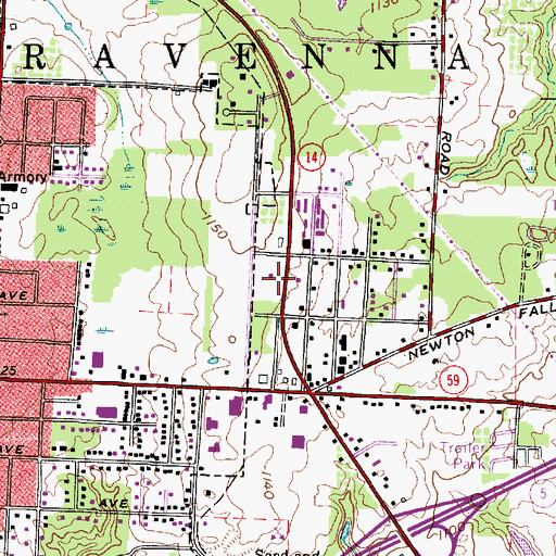 Topographic Map of Ohio State Highway Patrol - Ravenna Patrol Post, OH