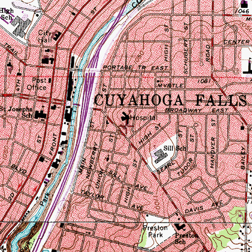 Topographic Map of Edwin Shaw Rehabilitation Institute Main Campus, OH