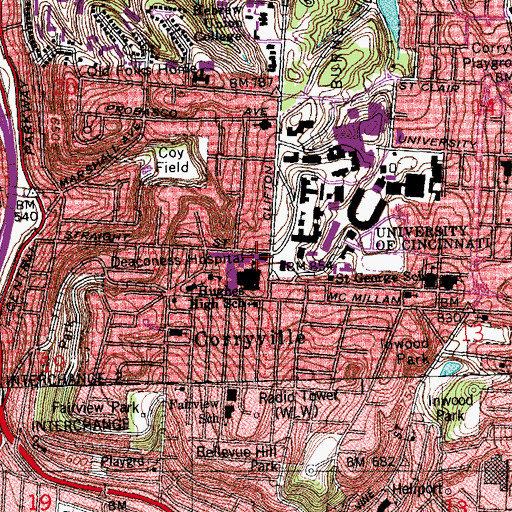 Topographic Map of Regency Hospital - Cincinnati, OH